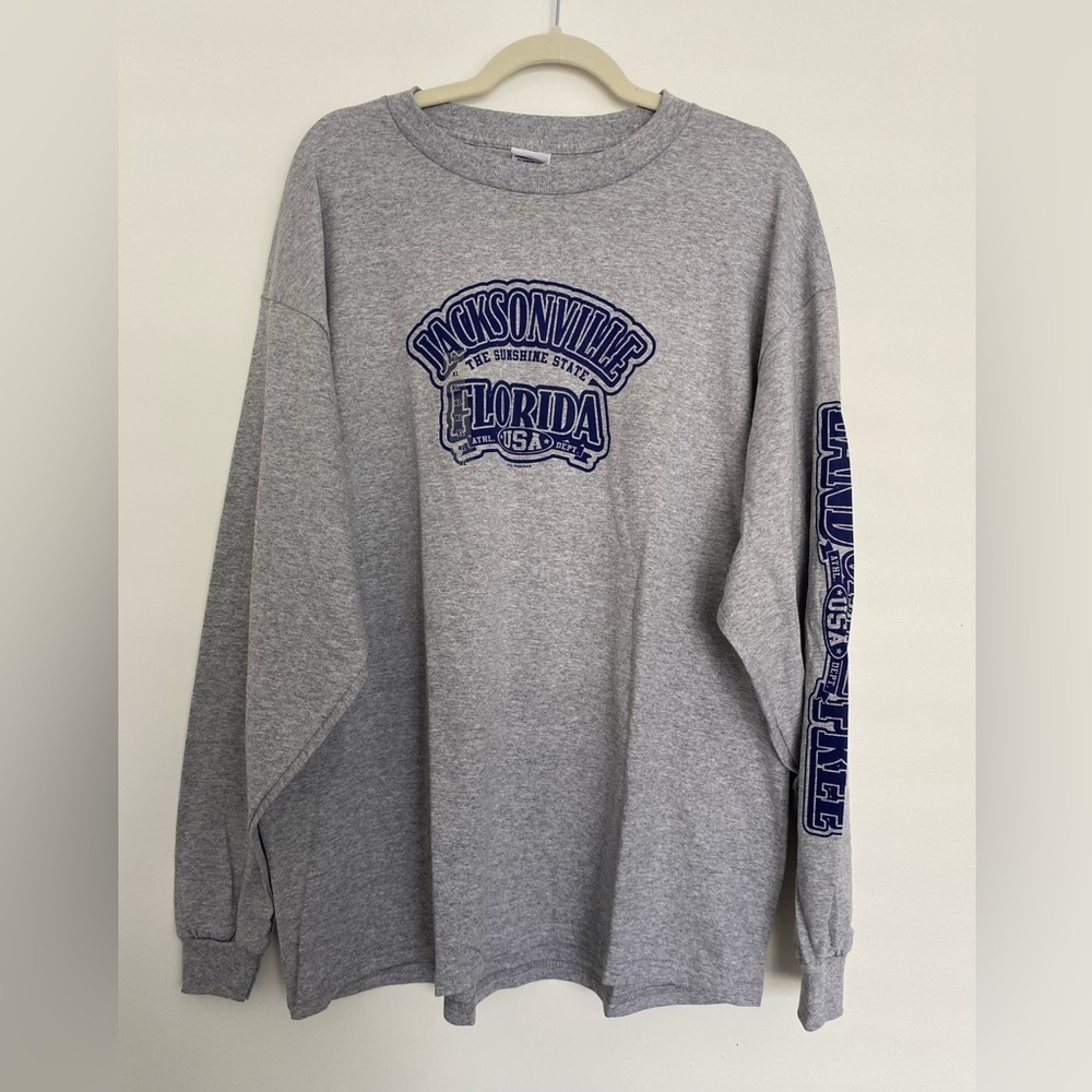 NWT Jacksonville Florida‎ Long Sleeve Tee T-Shirt XL Gray Land Of The Free USA